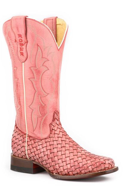 Women's Roper Twisted Leather Boots Handcrafted Red