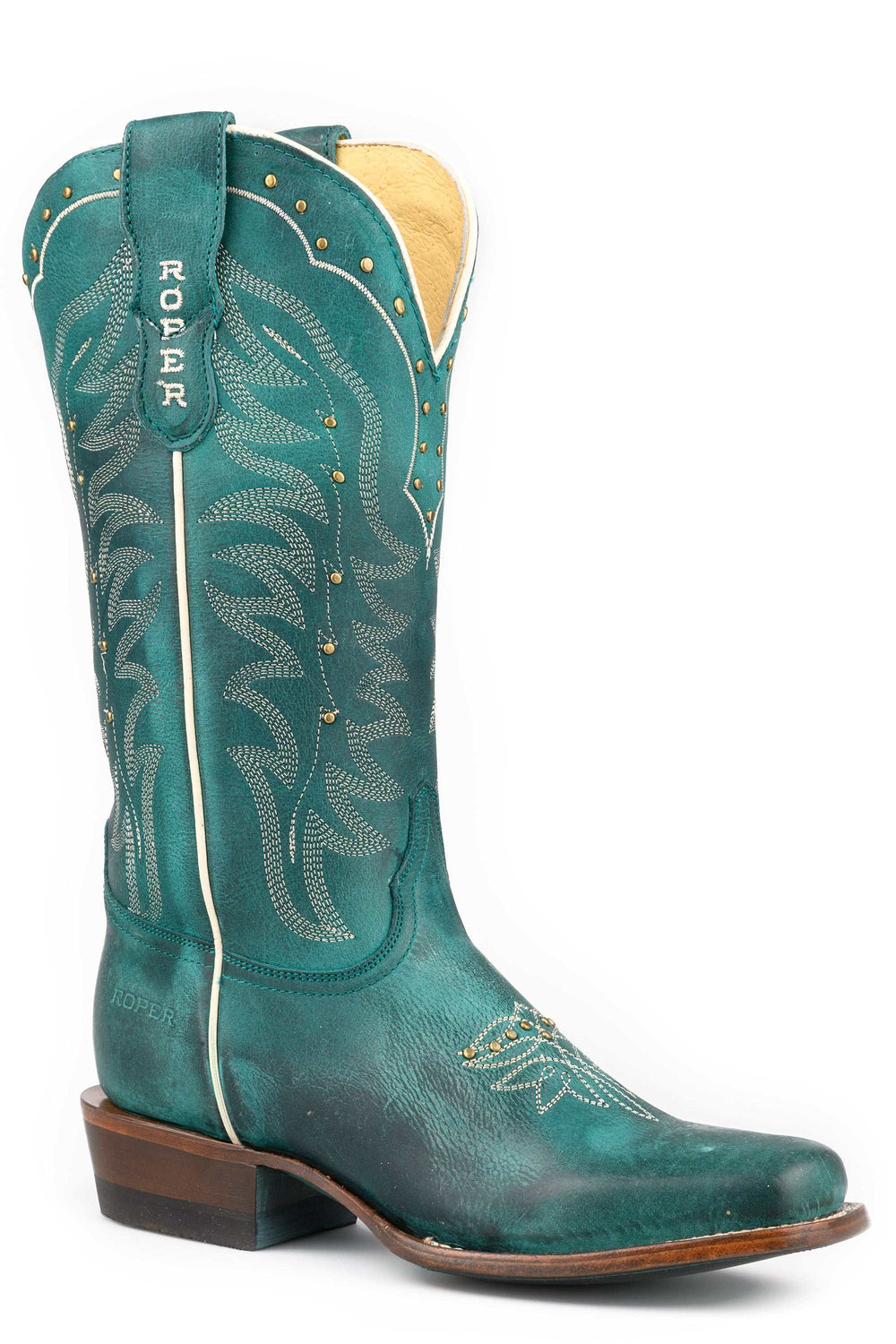 Women's Roper Turquoise Skye Leather Boots Handcrafted Blue