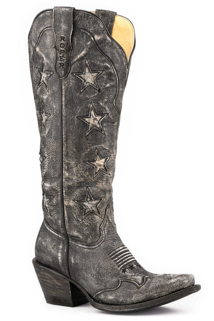Women's Roper Vintage Leather Boots Handcrafted Black