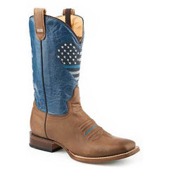 Women's Roper Thin Blue Line Heart With Concealed Carry Boots Handcrafted Performance System Flex-tra Brown