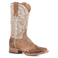 Women's Roper Palamino Handtooled Leather Boots Handcrafted Tan