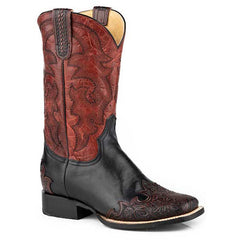 Women's Roper Palamino Handtooled Leather Boots Handcrafted Black