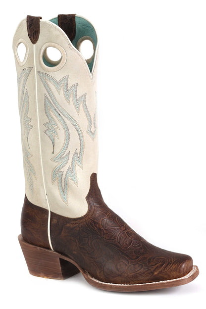 Women's Roper Ride 'Em Cowgirl Toolin Leather Boots Handcrafted Brown