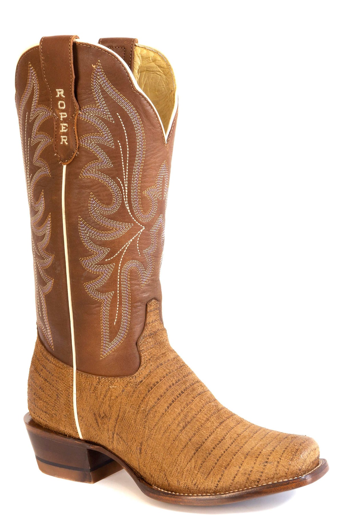 Women's Roper Layla Lizard Teju Print Boots Handcrafted Brown
