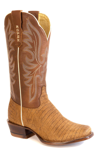 Women's Roper Layla Lizard Teju Print Boots Handcrafted Brown