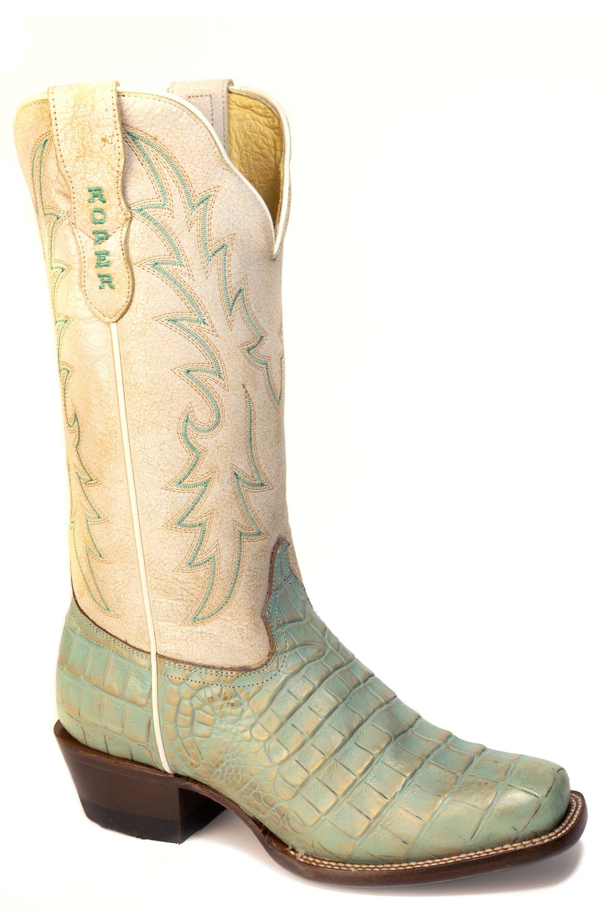 Women's Roper Chrissy Caiman Print Boots Handcrafted Turquoise