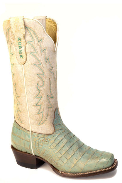 Women's Roper Chrissy Caiman Print Boots Handcrafted Turquoise