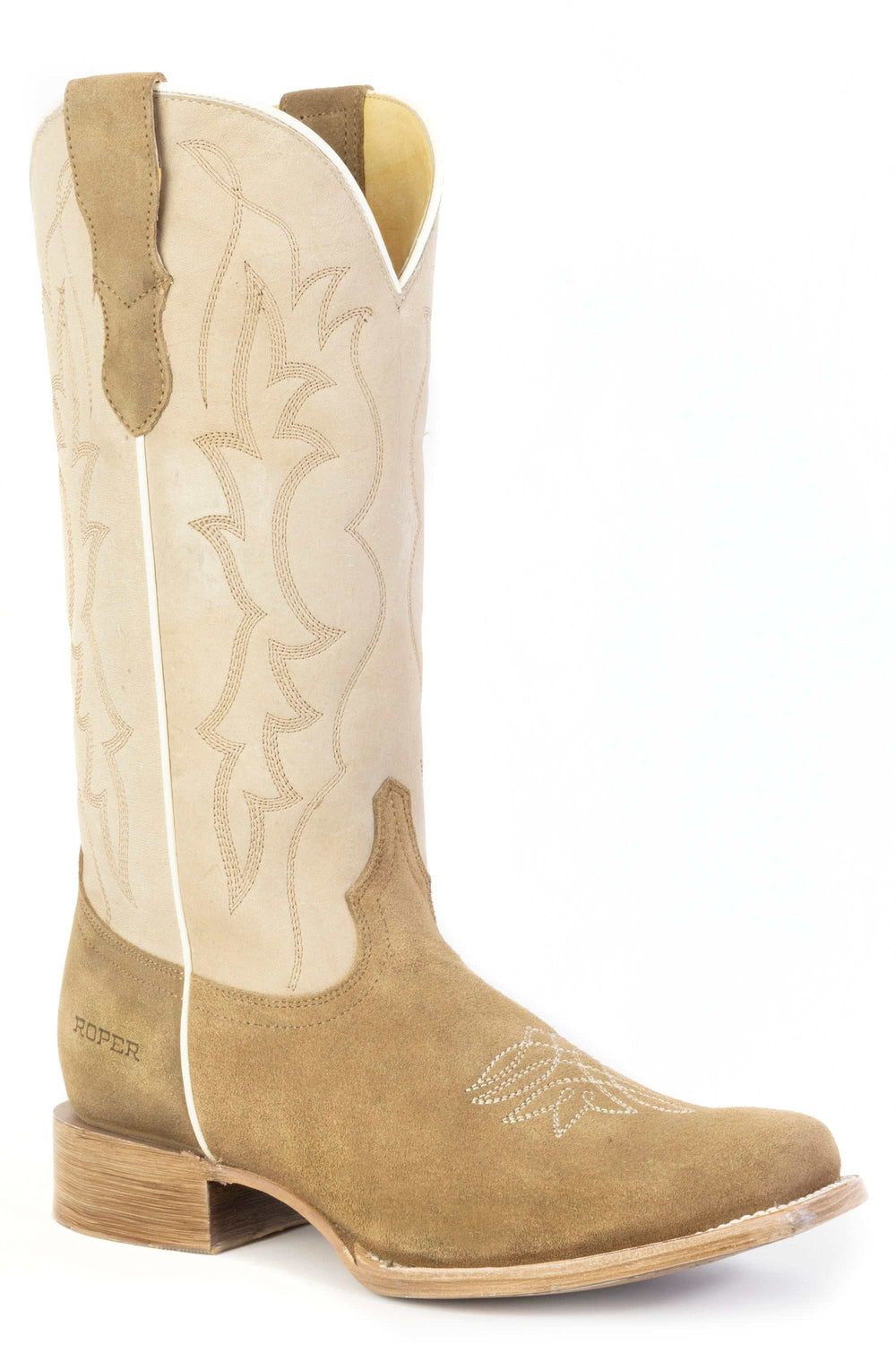 Women's Roper Dazzel SQ Suede Leather Boots Handcrafted Tan