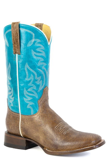 Women's Roper Cowgirl Cate Leather Boots Handcrafted Turquoise