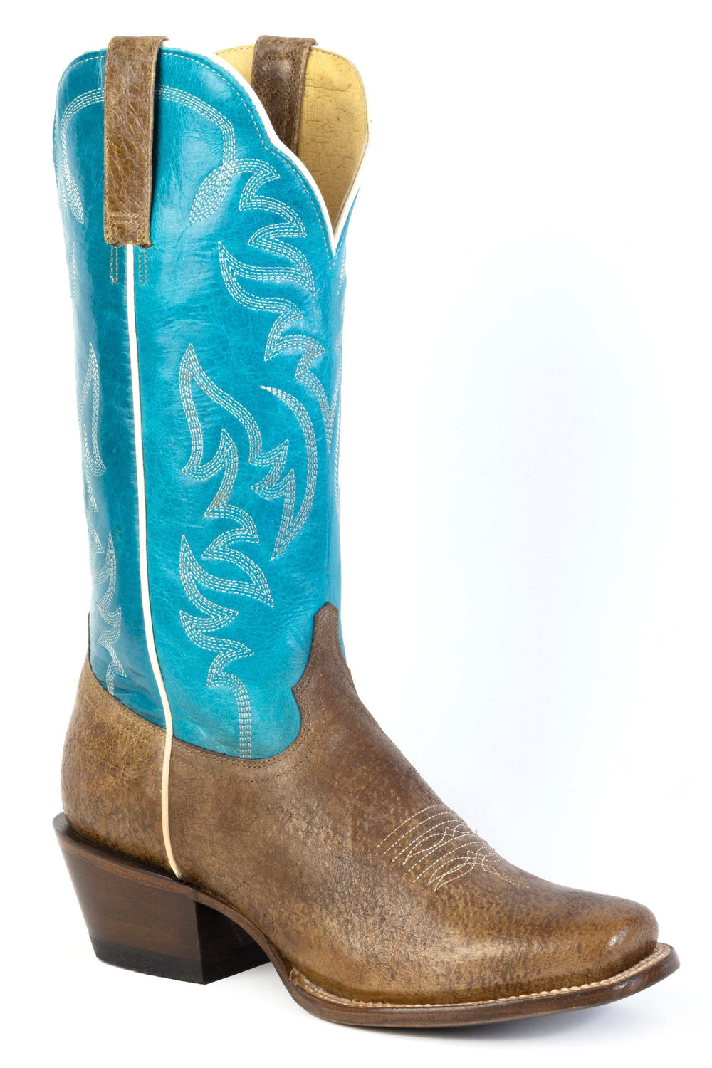 Women's Roper Cowgirl Cate Cutter Leather Boots Handcrafted Tan