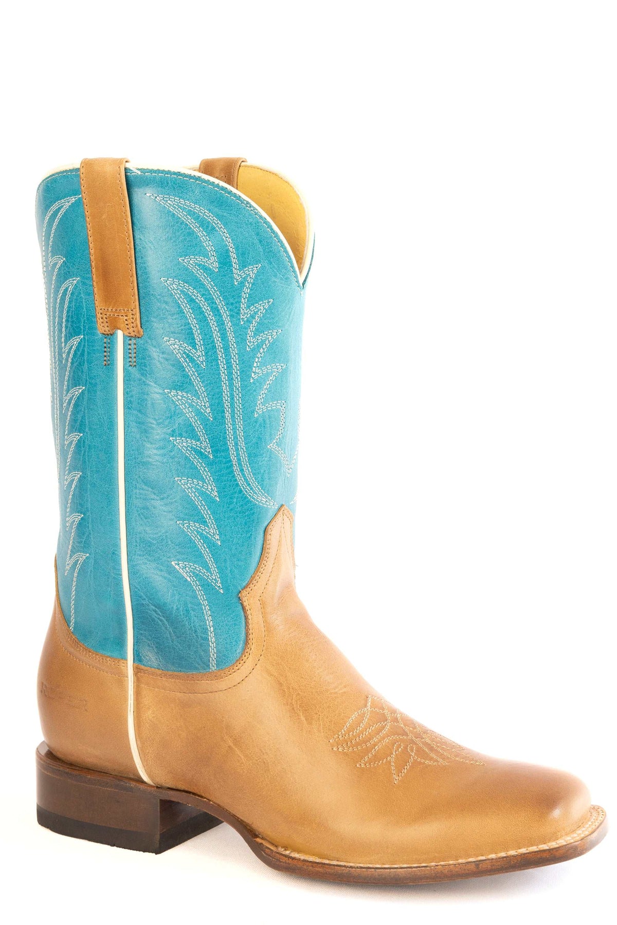 Women's Roper Turquoise Trail SQ Leather Boots Handcrafted Turquoise