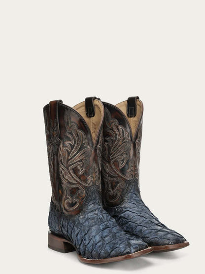 Men's Corral Blue Genuine Pirarucu Fish Boots with Embroidery