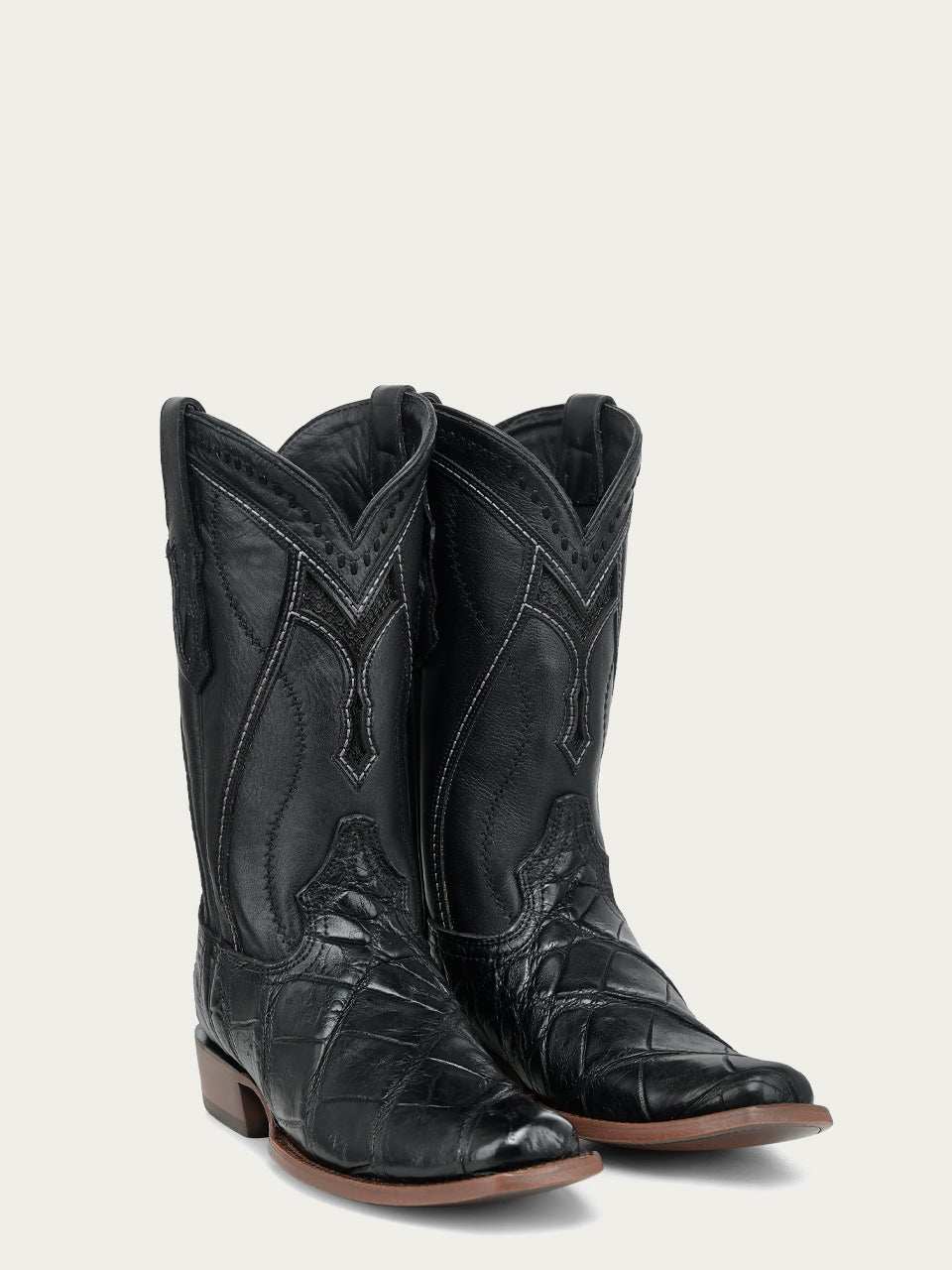 Men's Corral Black Genuine American Alligator Boots with Inlay & Embroidery & Woven
