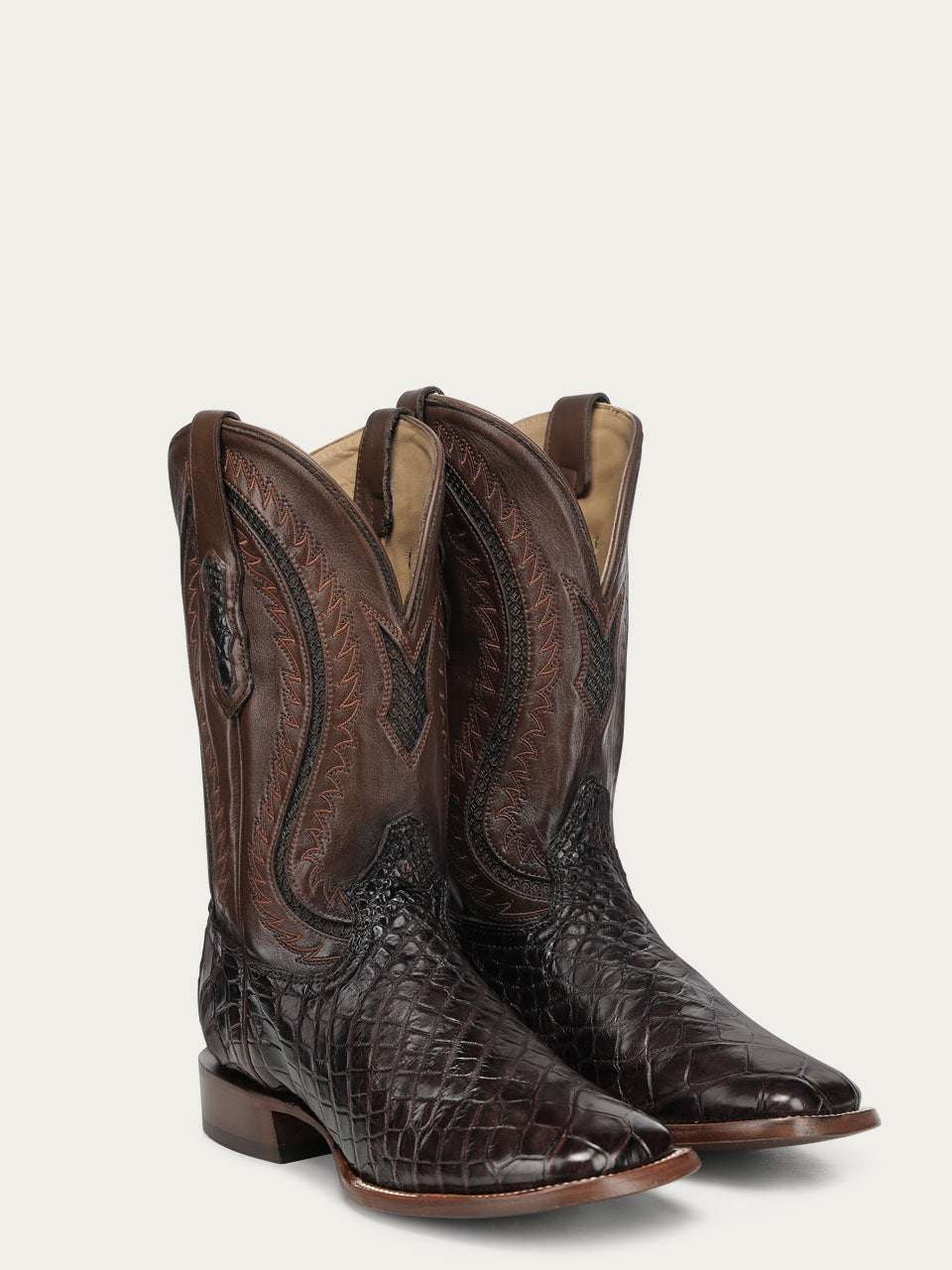 Men's Corral Brown Genuine American Alligator Boots with Inlay & Embroidery