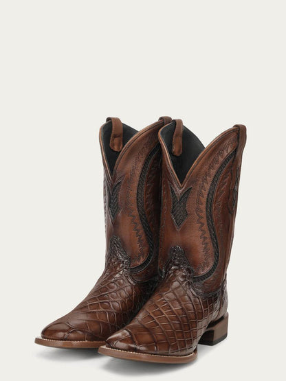 Men's Corral Honey Genuine American Alligator Boots with Embroidery