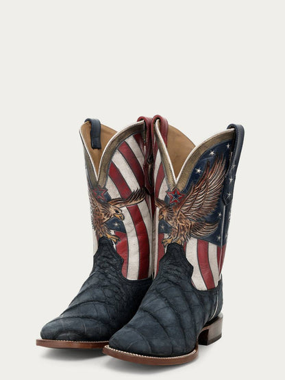 Men's Corral Boots Liberty Eagle Blue Genuine American Alligator Boots Handmade