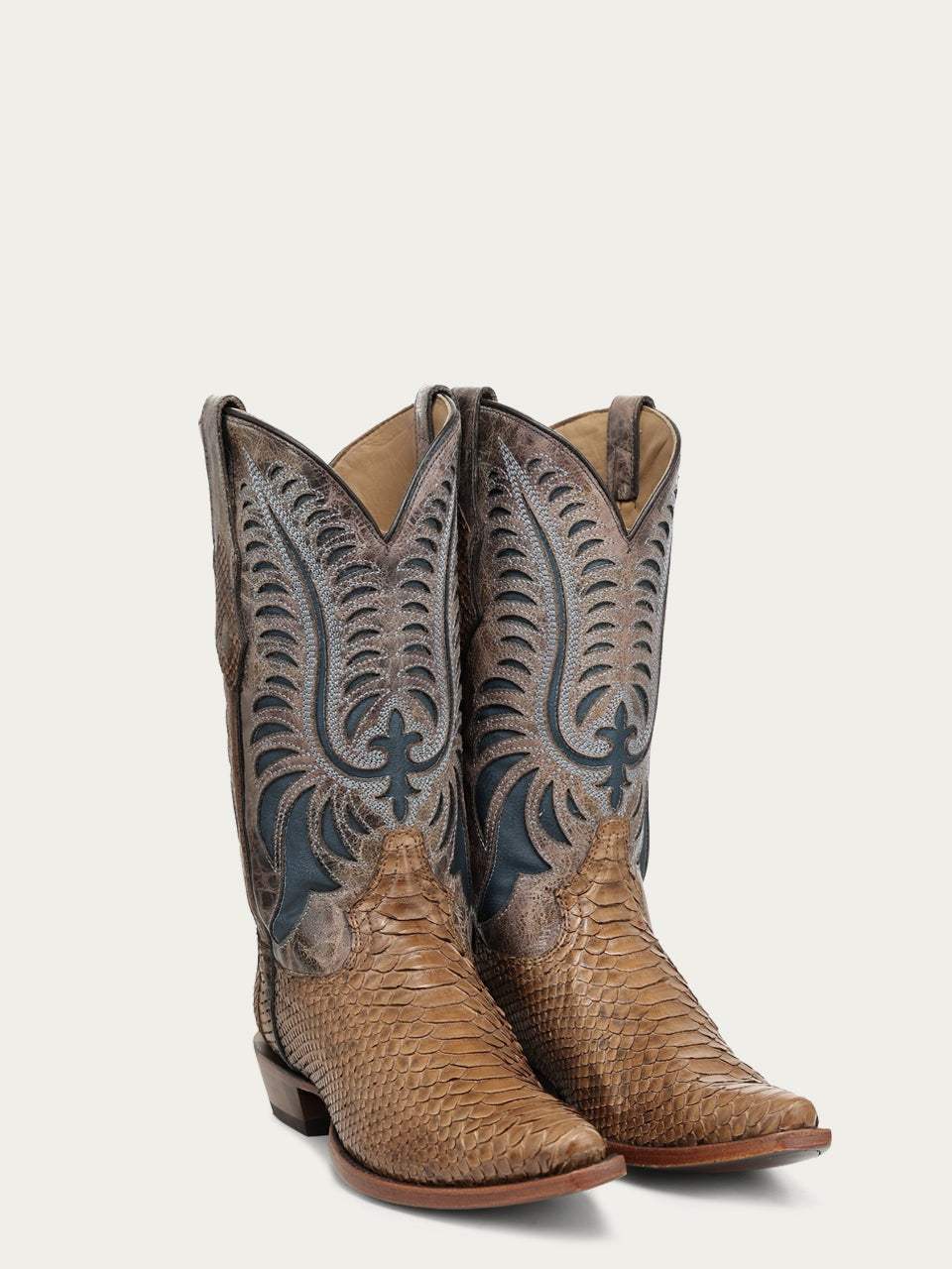 Men's Corral Honey Genuine Python Boots with Inlay & Embroidery
