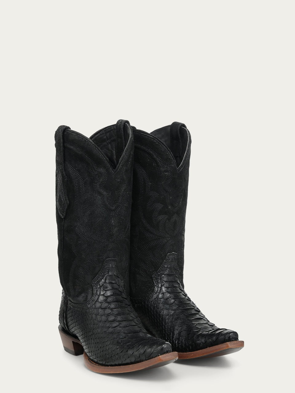 Men's Corral Black Genuine Python Boots with Lamb Embroidery Cowboy Boot