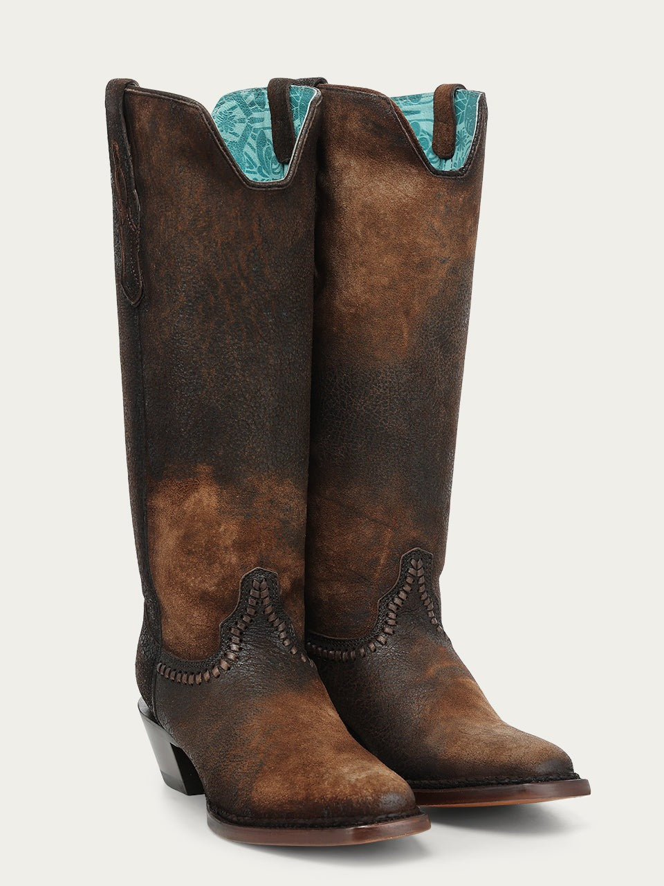 Women's Corral Brown Genuine Leather Boots with Woven & Lamb Abstract Tall Top