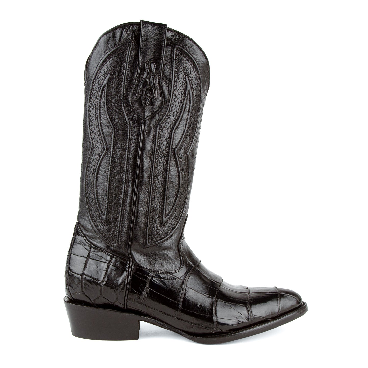 Men's Ferrini Stallion Alligator Belly Boots Handcrafted Black - yeehawcowboy