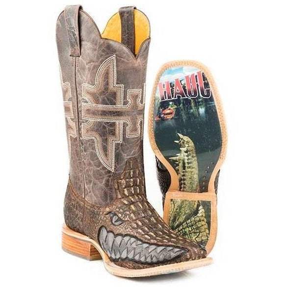 Herren Tin Haul Swamp Chomp Boots mit Gator Sohle Handgefertigt Braun