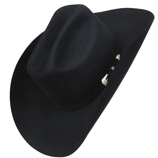 Sombrero vaquero de fieltro de lana negro (100 unidades), ala de 10 cm y copa de 11,5 cm, auténticamente hecho a mano.