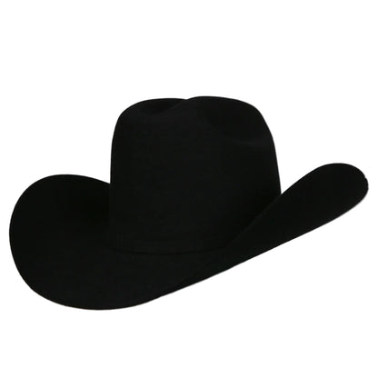 Sombrero vaquero de fieltro de lana negro (100 unidades), ala de 10 cm y copa de 11,5 cm, auténticamente hecho a mano.