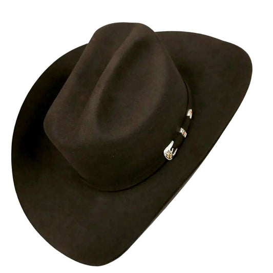 Sombrero vaquero de fieltro de lana negro (100 unidades), ala de 10 cm y copa de 11,5 cm, auténticamente hecho a mano.