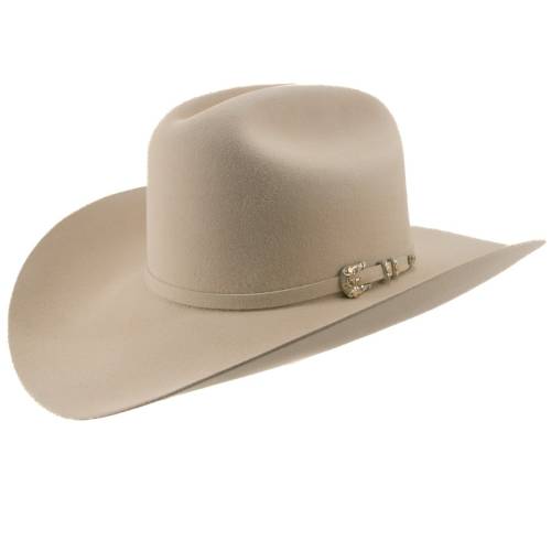 10x Sombrero vaquero de fieltro de piel Tucson de Larry Mahan con panza plateada