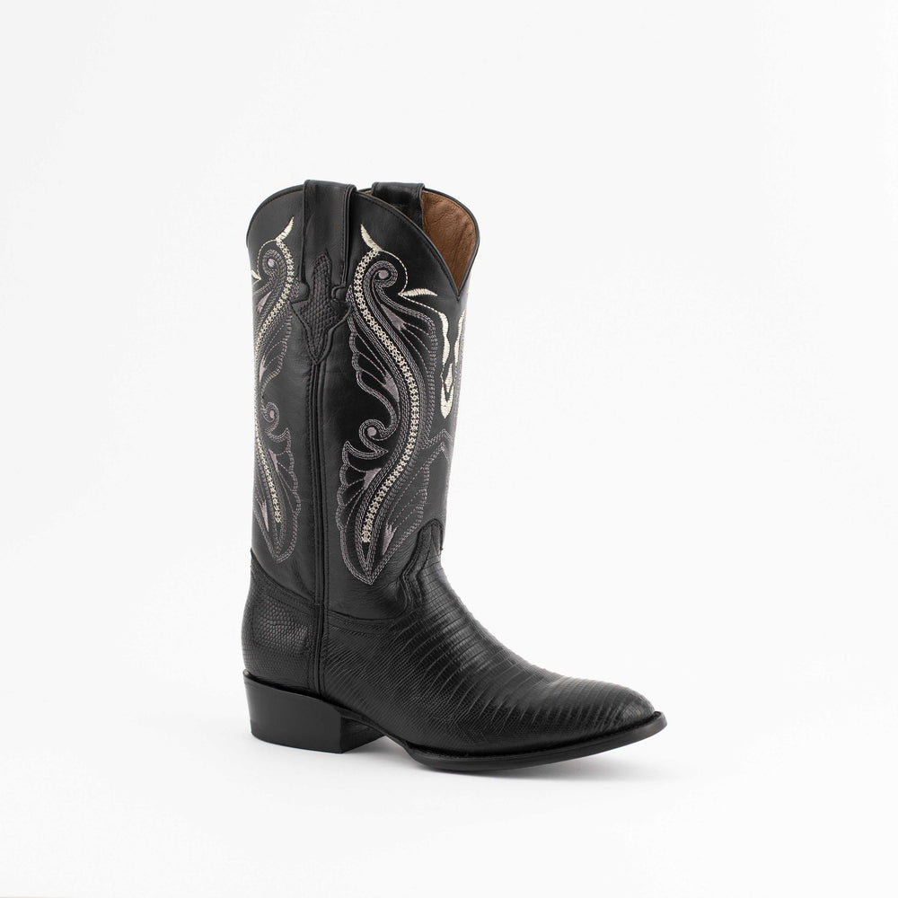 Ferrini Taylor Teju Lizard Boots für Herren, handgefertigt, Schwarz