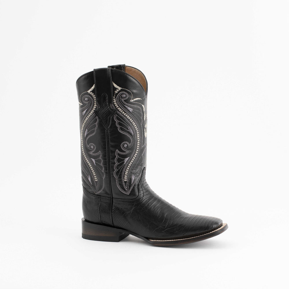 Ferrini Taylor Teju Lizard Boots für Herren, handgefertigt, Schwarz