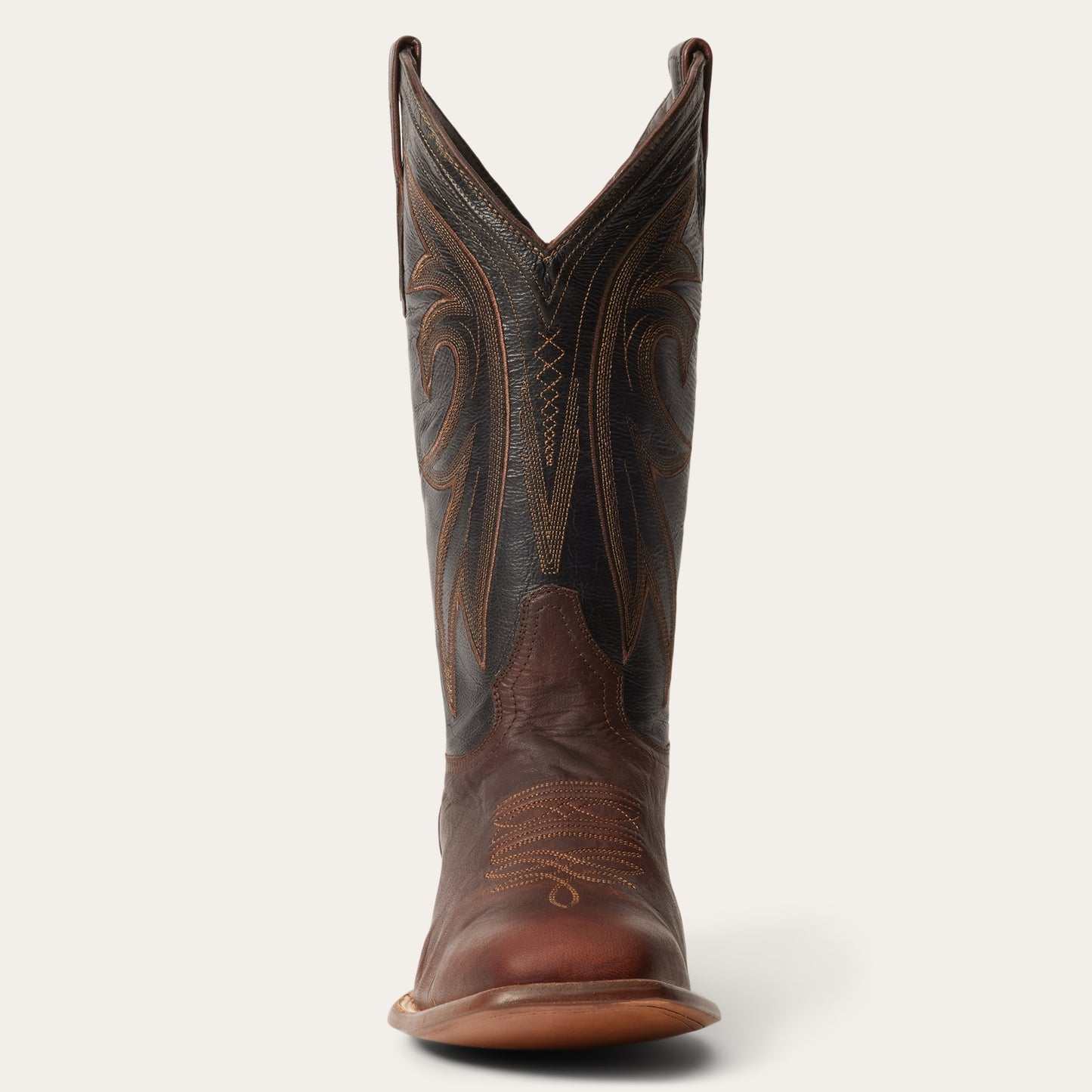 Men's Stetson Cody Boots brown handcrafted square toe leather boots with intricate stitching