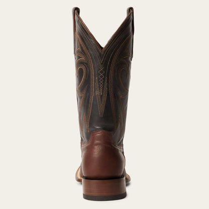 Men's Stetson Cody Boots handcrafted brown square toe with intricate stitching and leather construction