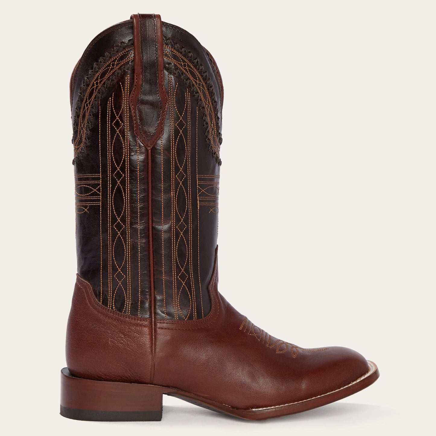 Men's Stetson Denver Boots brown handcrafted leather square toe cowboy boots