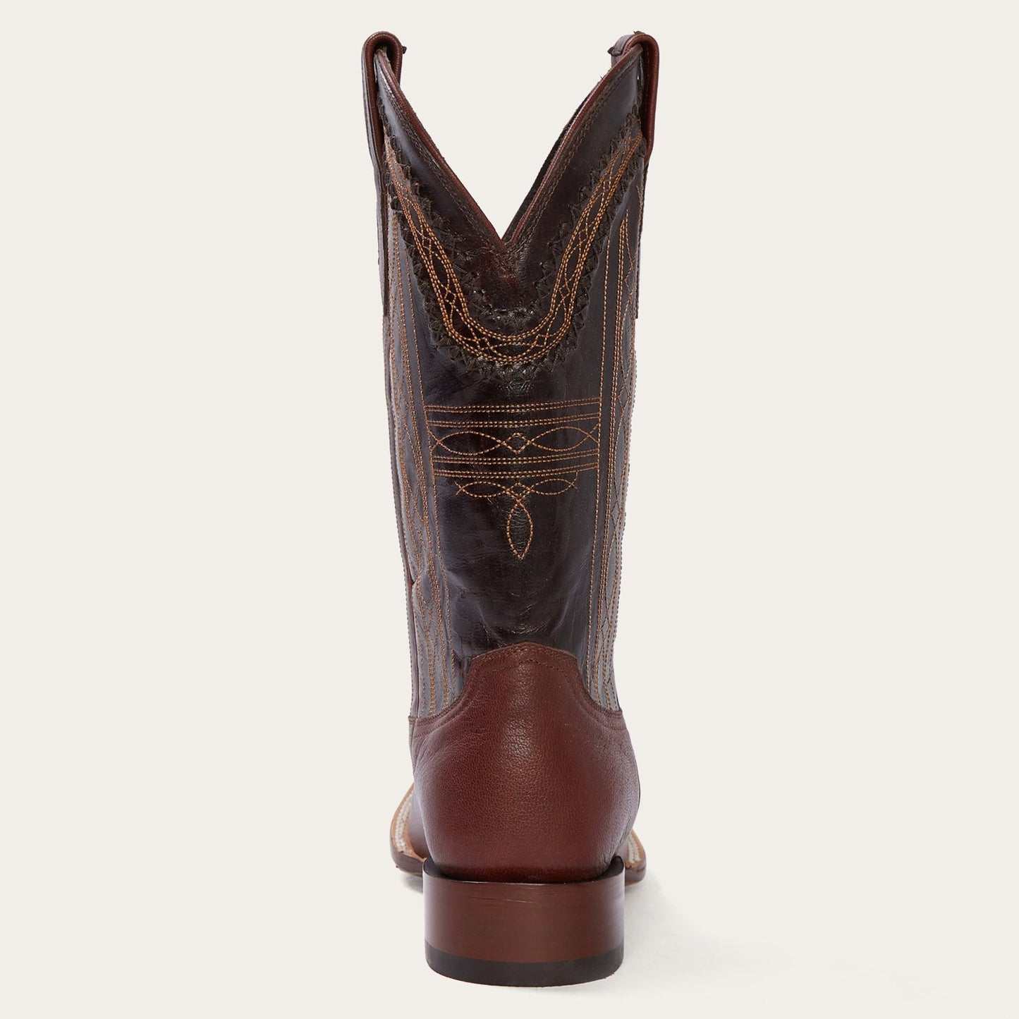 Men's Stetson Denver Boots brown handcrafted leather square toe with intricate stitching