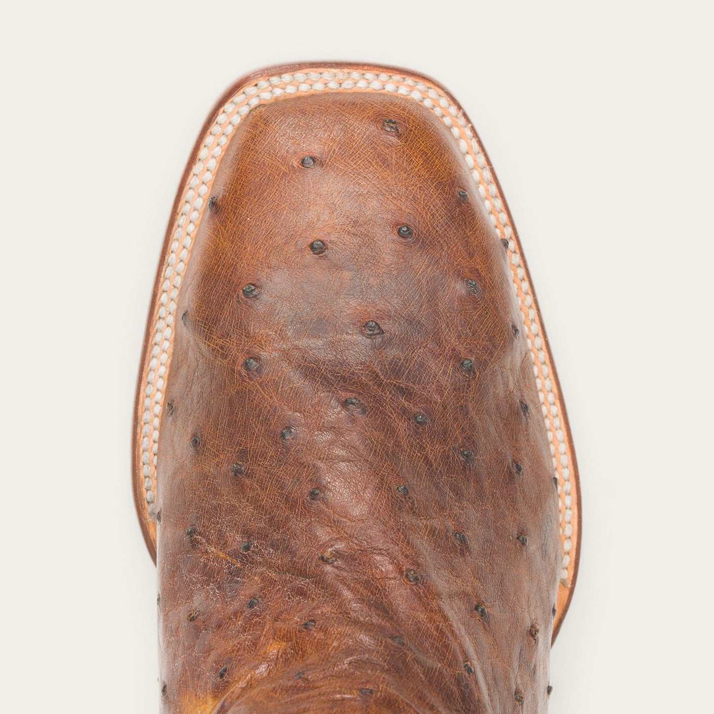 Men's Stetson Jackson Ostrich Boots handcrafted brown square toe leather boots with intricate stitching