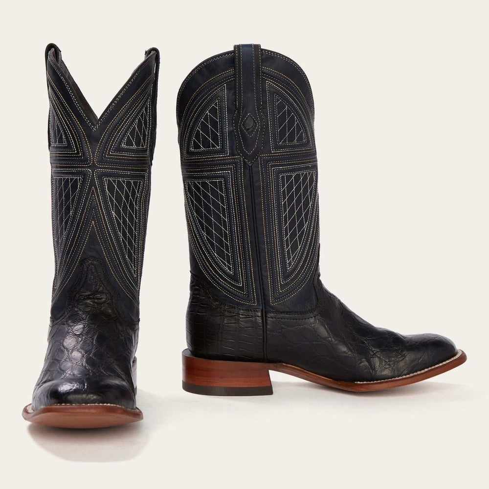Stetson Black Falls Alligatorstiefel für Herren, quadratische Zehenpartie, handgefertigt, JBS-Kollektion, Schwarz