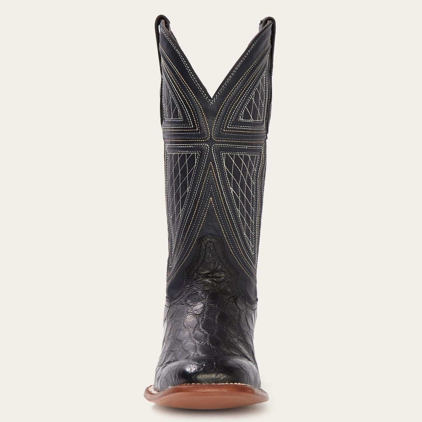 Men's Stetson Black Falls Alligator Boots with square toe and handcrafted leather design