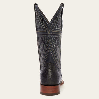 Men's Stetson Black Falls Alligator Boots with square toe and handcrafted leather detailing