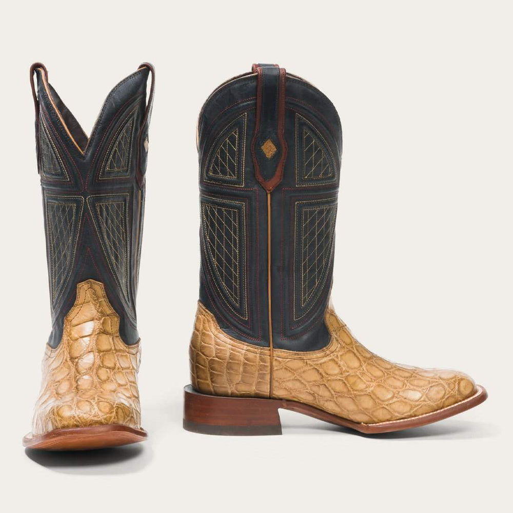 Stetson Flaxville Alligatorstiefel für Herren, quadratische Zehenpartie, handgefertigt, JBS-Kollektion, Honig
