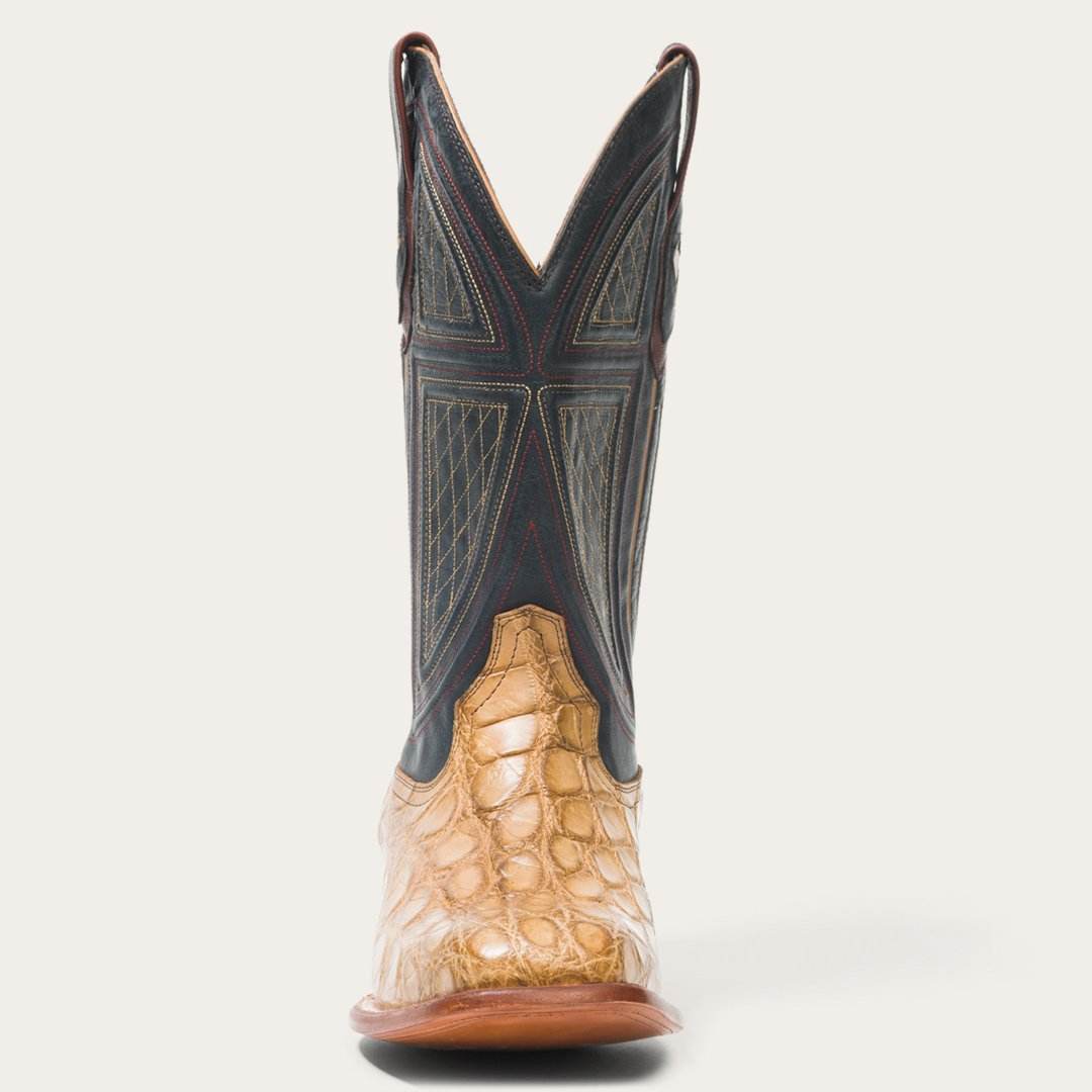 Men's Stetson Flaxville Alligator Boots Honey with square toe and handcrafted leather details