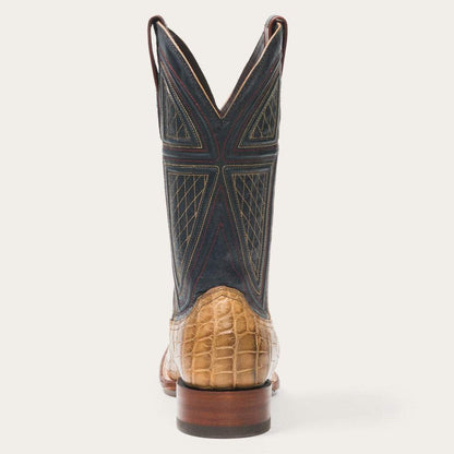Men's Stetson Flaxville Alligator Boots honey color with square toe and handcrafted leather design