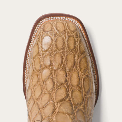 Men's Stetson Flaxville Alligator Boots Honey with blue 13" shaft and hand-stitched leather design