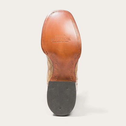 Men's Stetson Flaxville Alligator Boots honey color with square toe and handcrafted detailing