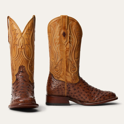 Stetson Ozzy Straußenstiefel für Herren, handgefertigt, JBS-Kollektion, Tabak