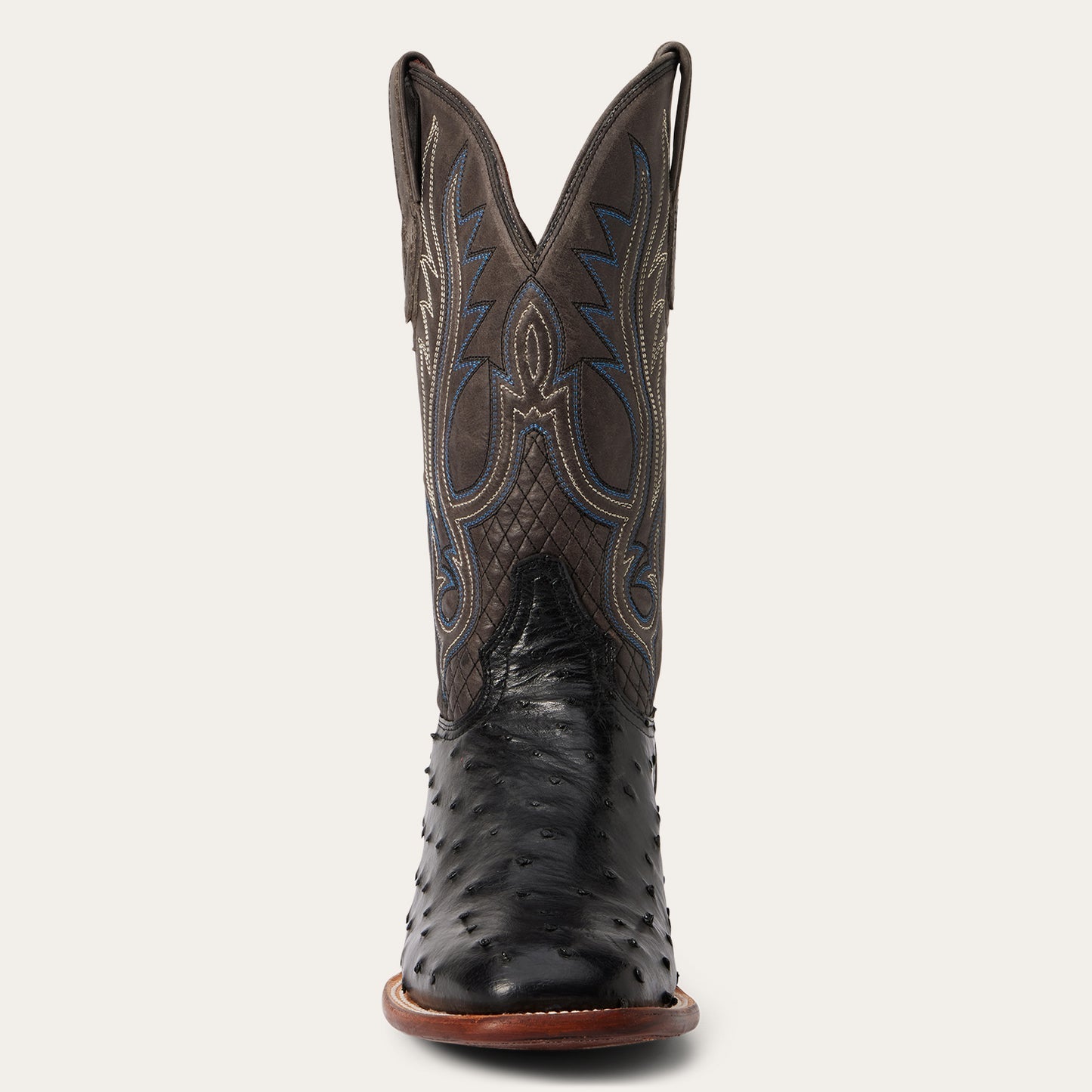 Men's Stetson Ozzy Full Ostrich Boots Square Toe Handcrafted JBS Collection Black