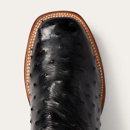 Men's Stetson Ozzy Full Ostrich Boots Square Toe Handcrafted JBS Collection Black