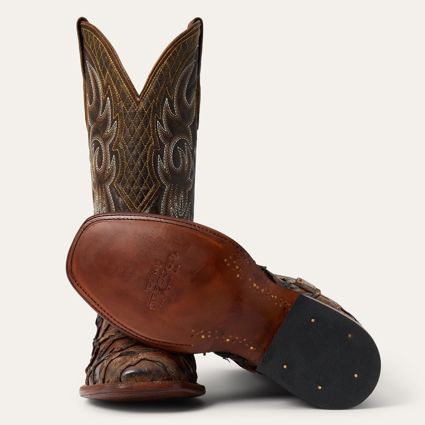 Stetson Amazon Pirarucu Herrenstiefel Handgefertigt JBS Kollektion Braun