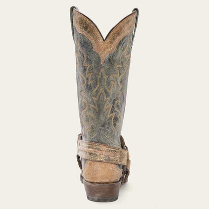 Men's Stetson Sundance Kid handcrafted brown boots with square rocker toe and leather sole