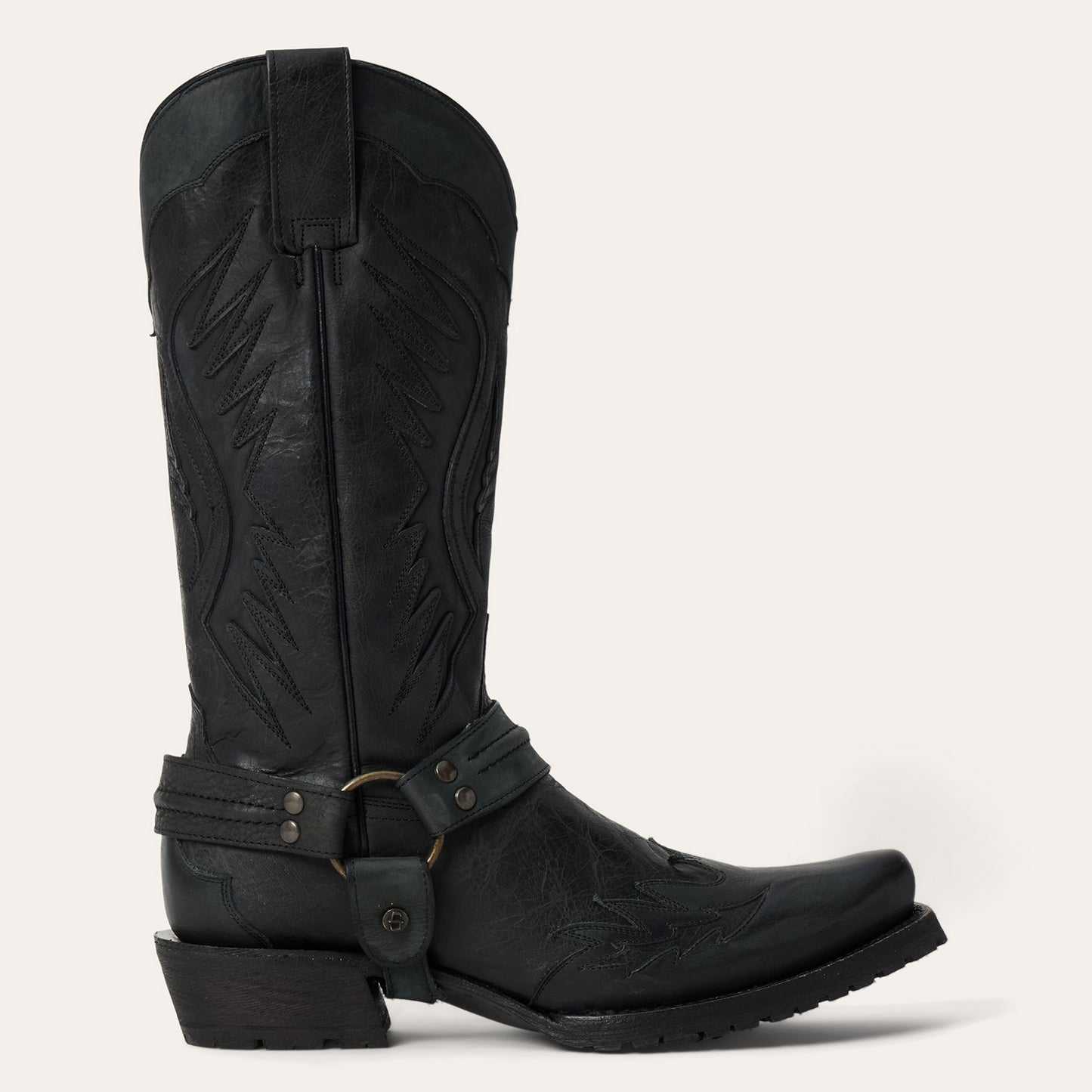 Men's Stetson Biker Boots handcrafted black leather outlaw toe with eagle design